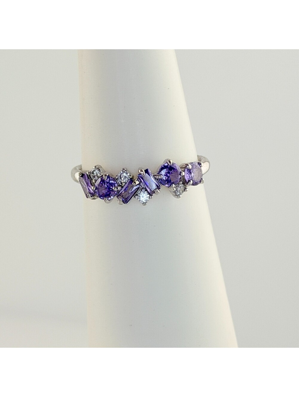 Bomb Party Ring Sz 11 "Best Part of Me" Violet CZ on Rhodium RBP5535 RETRO